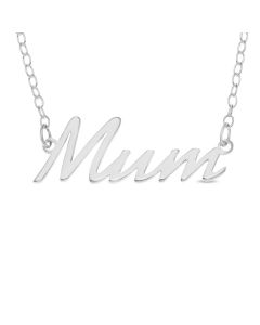 Sterling Silver 'Mum' Necklace On 16" Trace Chain