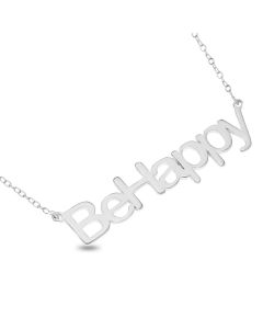 Sterling Silver Personalised Text Necklace on 16" Trace Chain