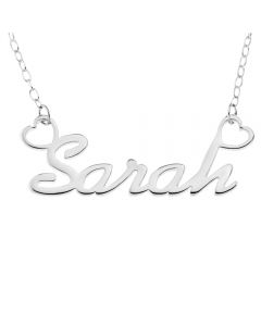 Sterling Silver Personalised Name Plate With Heart Ends