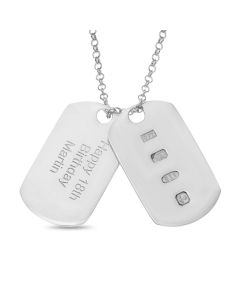 Sterling Silver Personalised Double Dog Tag Pendant on 20" Belcher Chain