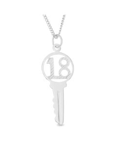 Sterling Silver 18 Key Pendant On 18" Curb Chain