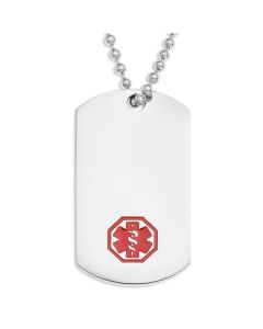 Stainless Steel Personalised Medical Alert Dog Tag Pendants On 20" Ball Chain