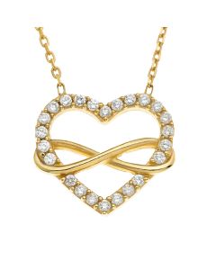 Yellow Gold Plated Cubic Zirconia Set Infinity Heart Necklace