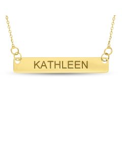 10ct Yellow Gold Personalised Bar Necklace On 18" Trace Chain